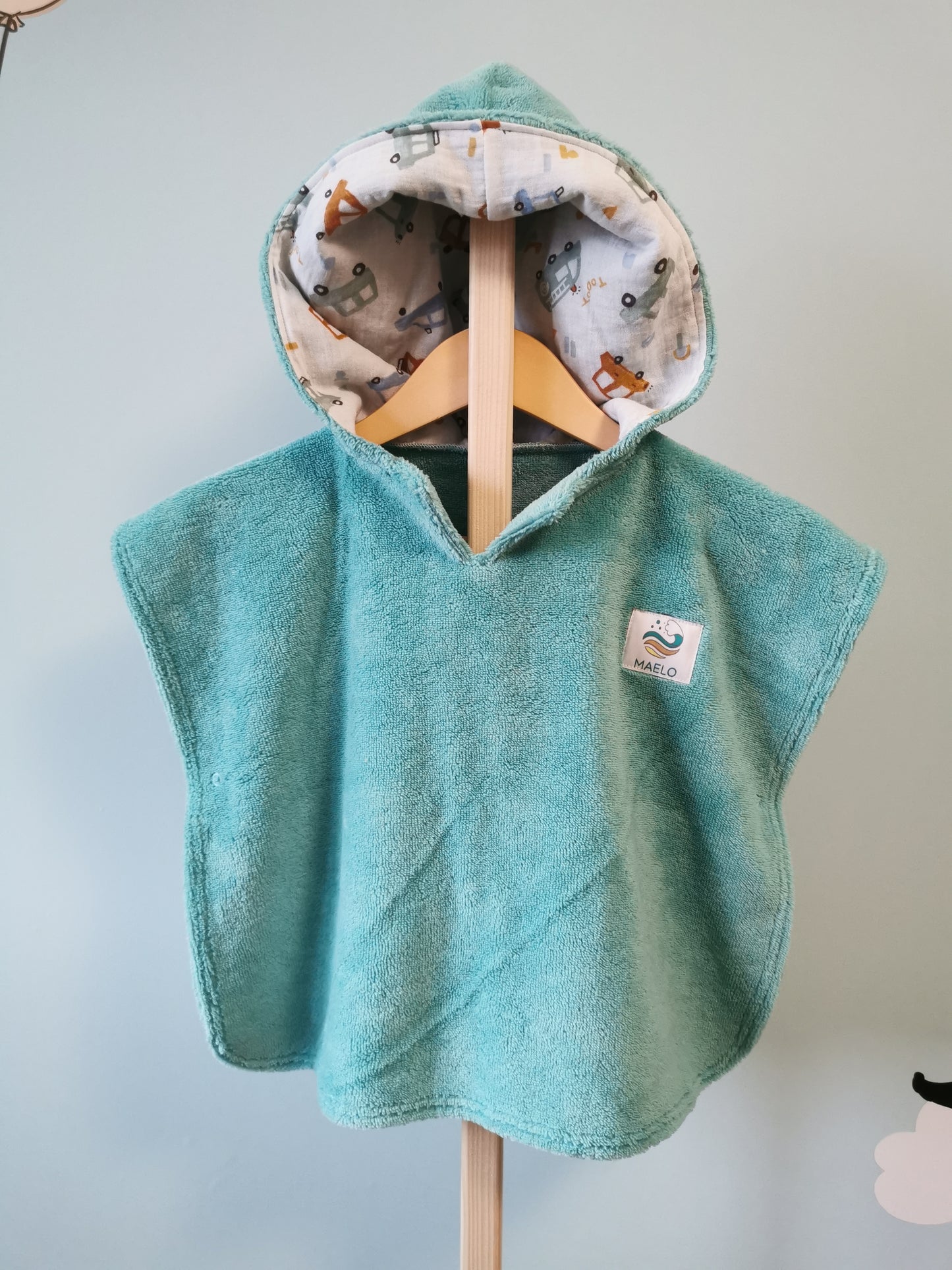 Poncho de bain 6-24 mois bleu turquoise