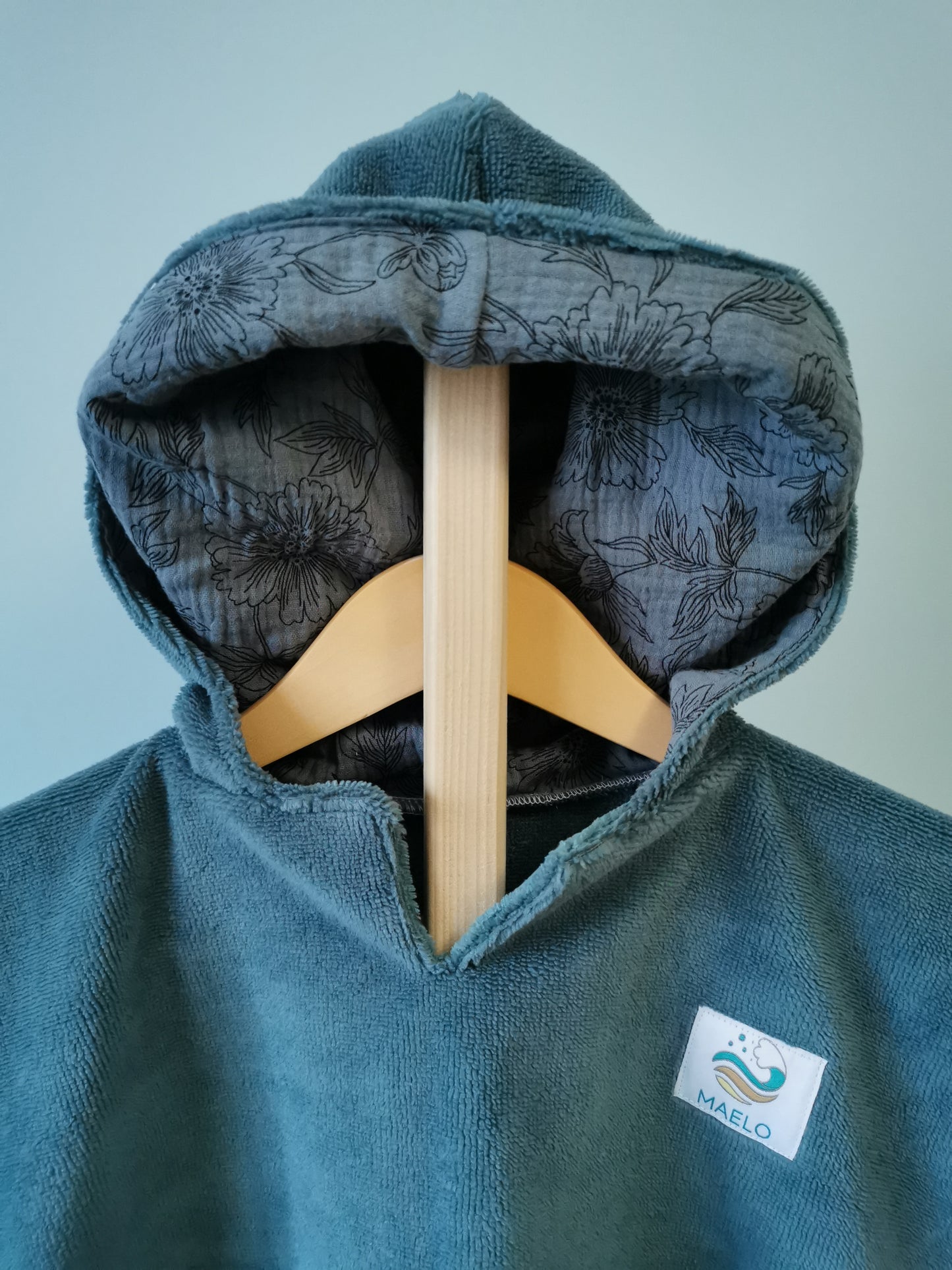 Poncho de bain 6-24 mois bleu paon