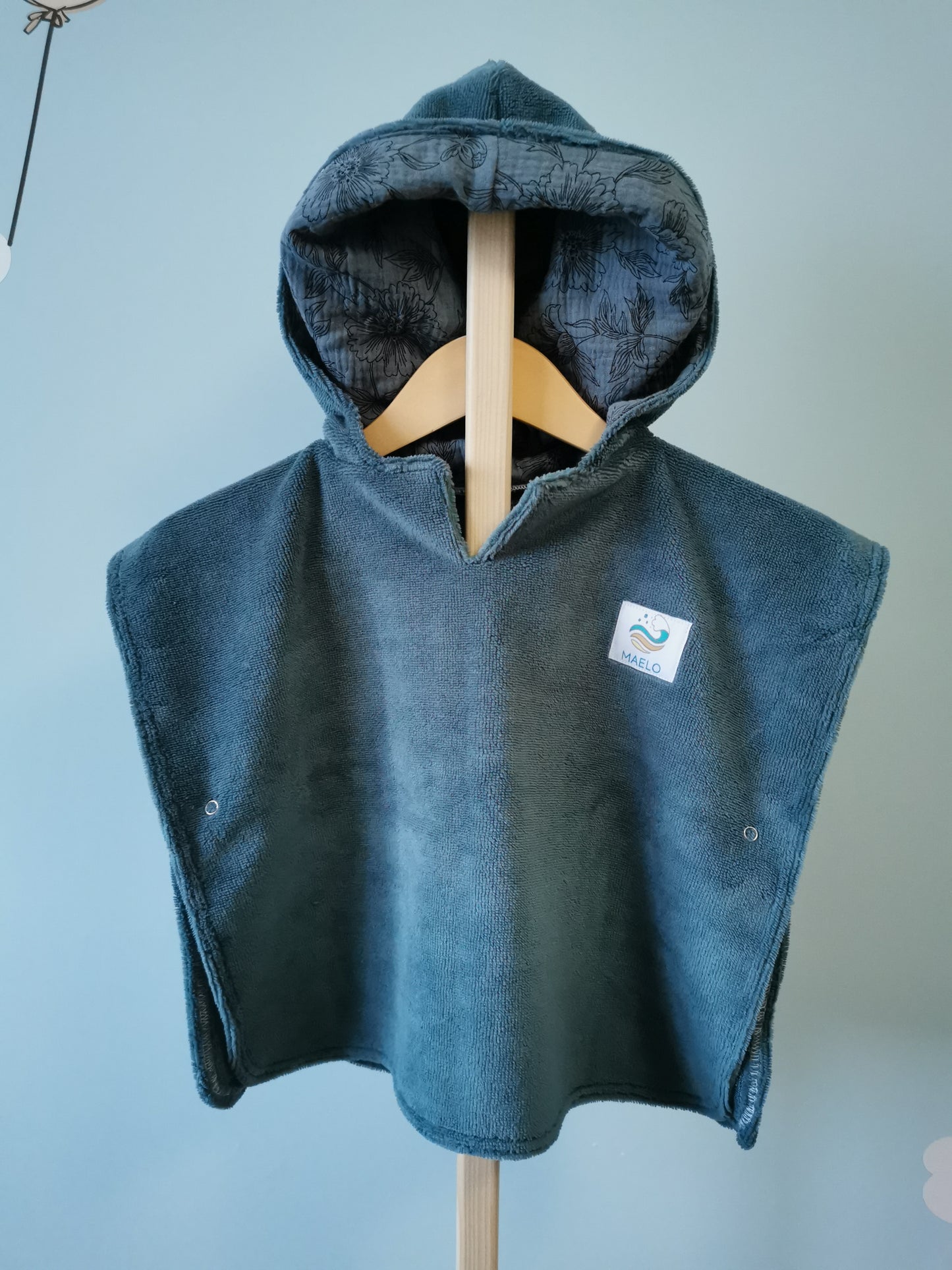 Poncho de bain 6-24 mois bleu paon