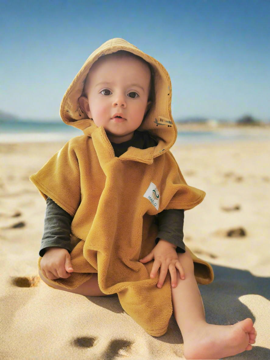 Poncho de bain 6-24 mois moutarde