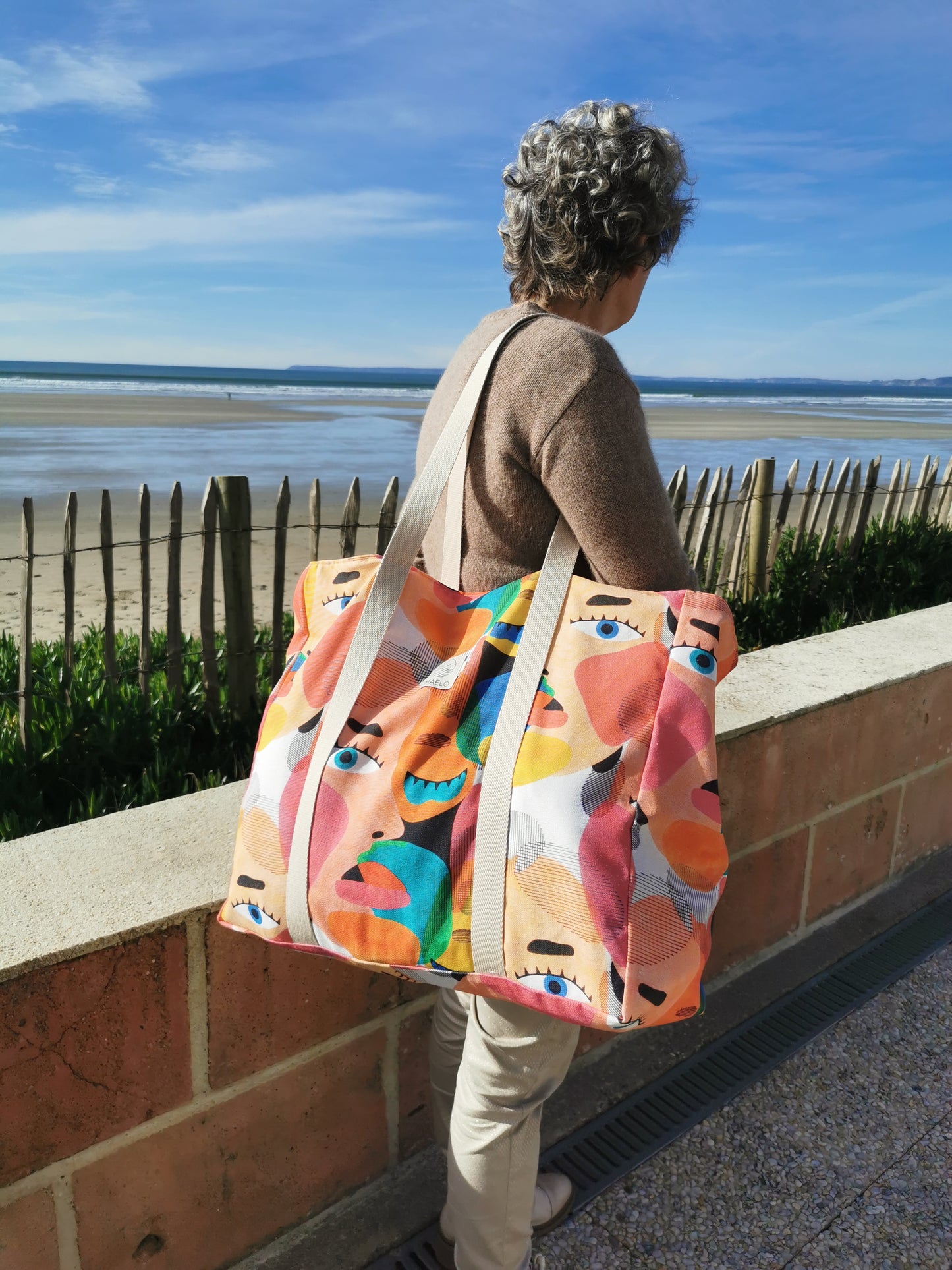 Maxi cabas visage