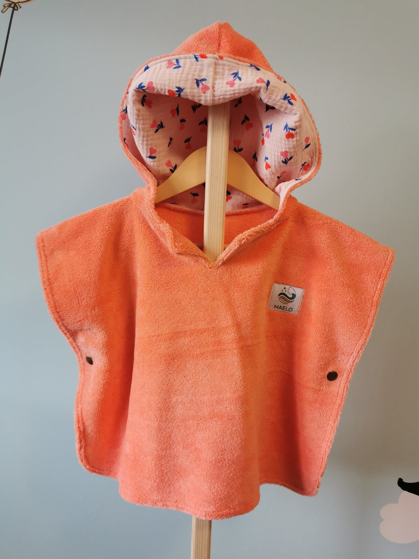 Poncho de bain 6-24 mois corail