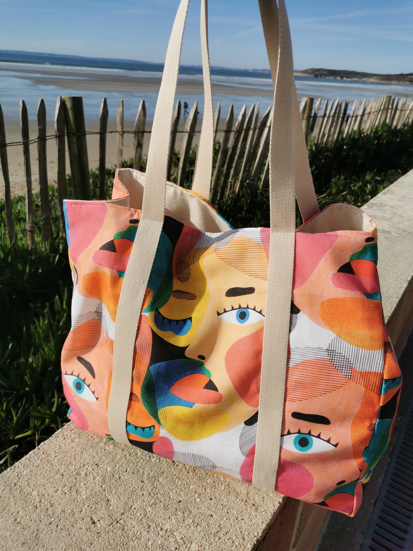 Maxi cabas visage