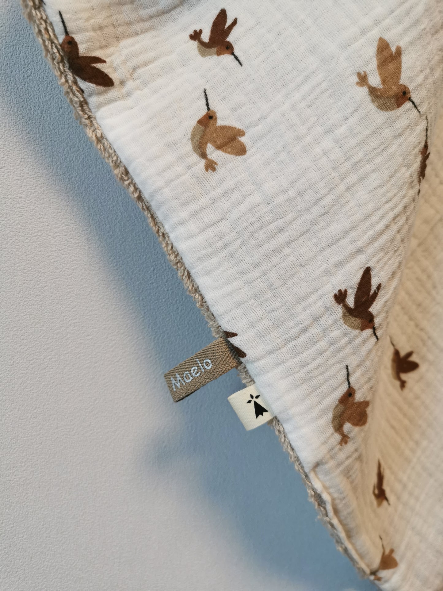 Cape / serviette de bain bébé motifs oiseaux