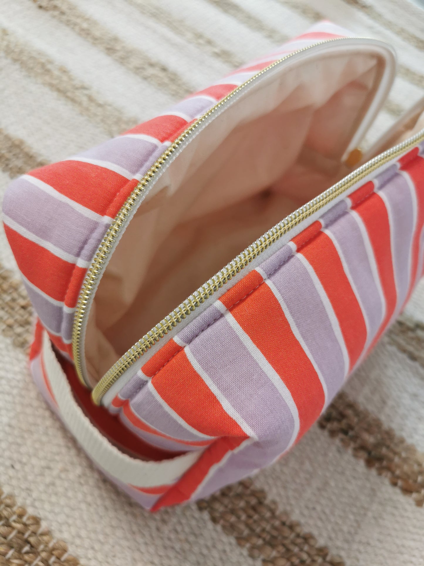 Trousse de Toilette Rayée Orange & Mauve